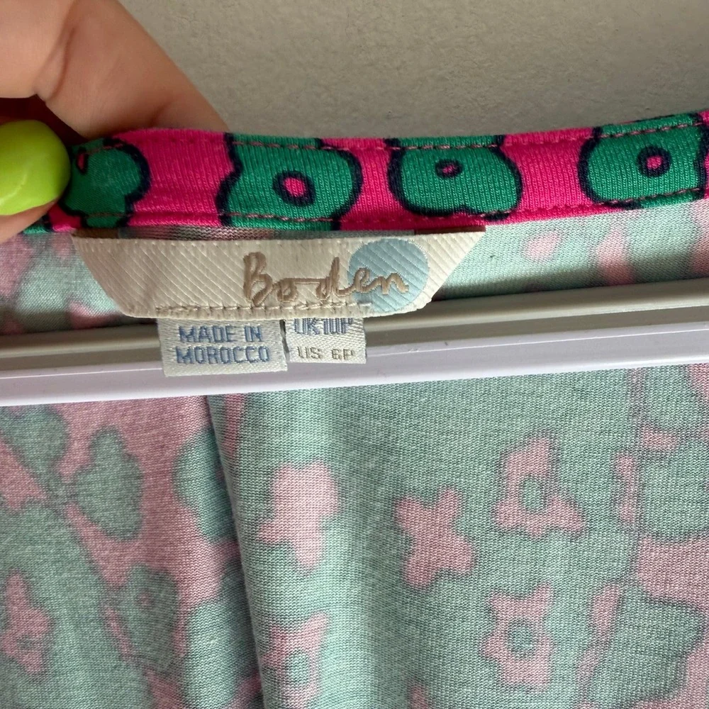 Boden Pink Green Floral V-Neck Empire Waist Maxi Dress WH605 Womens 6P - Picture 3 of 8